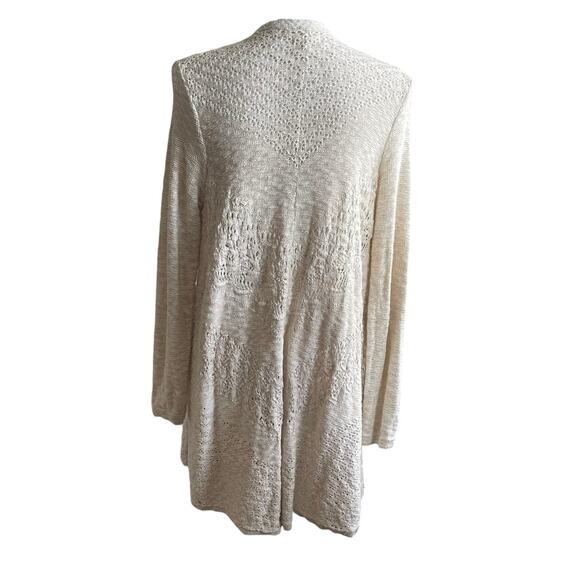Style & Co Women Cardigan Sweater M‎ Oatmeal Open Front Boho Cottage Practical - Picture 3 of 10